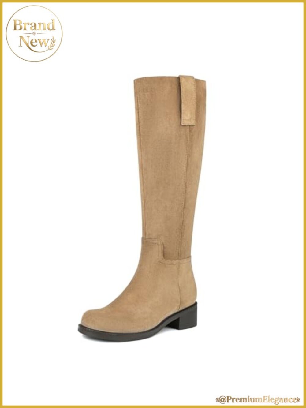Women's Knee High Boots Low Heel Flat Suede Round Toe Side Zip Tall Boot